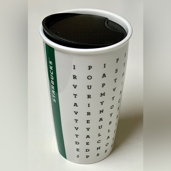 2016 Limited Edition 12 oz STARBUCKS COFFEE Word Search Eye Chart Travel Mug - Picture 9 of 16